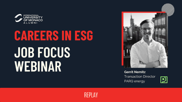 REPLAY: JOB FOCUS WEBINAR – CAREERS IN ESG